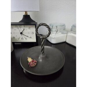 Mid Century Woodbury Pewterers Pewter Trinket Nut Candy Dish w/ Handle Vintage